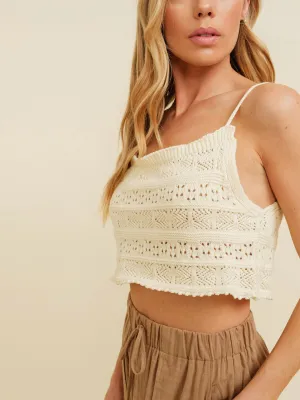 WOMEN'S SLEEVELESS KNIT CROP TANK TOP