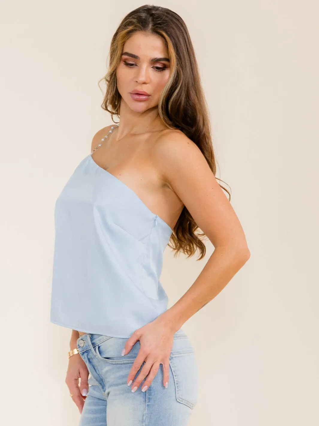WOMEN'S SLEEVELESS ONE SHOULDER TANK TOP