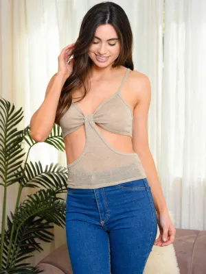 WOMEN'S SLEEVELESS OPEN BACK CUT OUT CAMI TOP