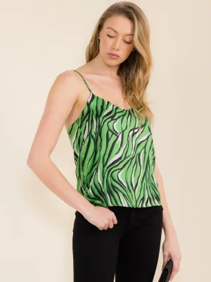 WOMEN'S SLEEVELESS OPEN BACK ZEBRA PRINT TANK TOP