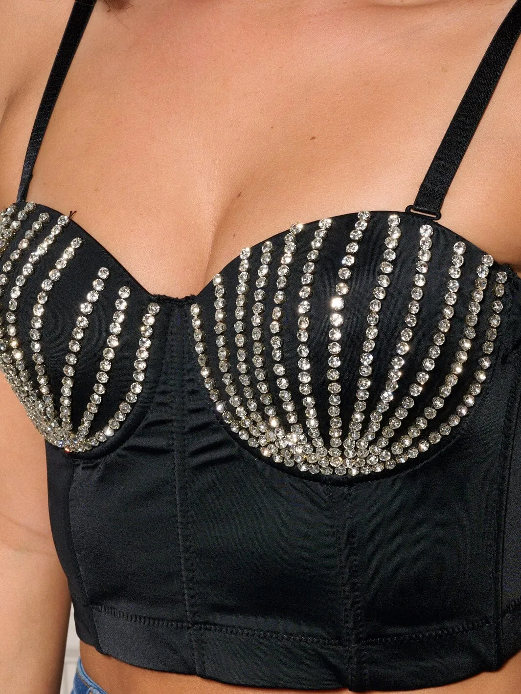 WOMEN'S SLEEVELESS REMOVABLE STRAPS STUDS DETAILED BUSTIER TOP