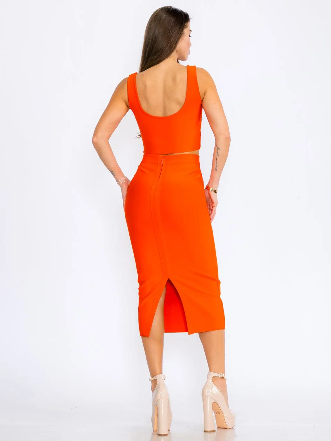 WOMEN'S SLEEVELESS SQUARE NECK BANDAGE CROP TOP