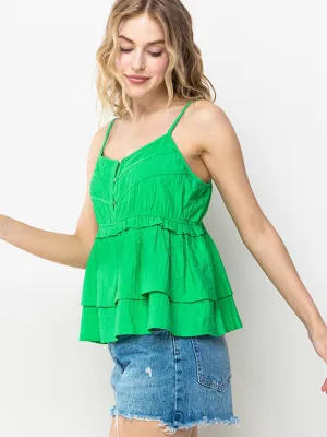 WOMEN'S SLEEVELESS V-NECK RUFFLE TANK TOP