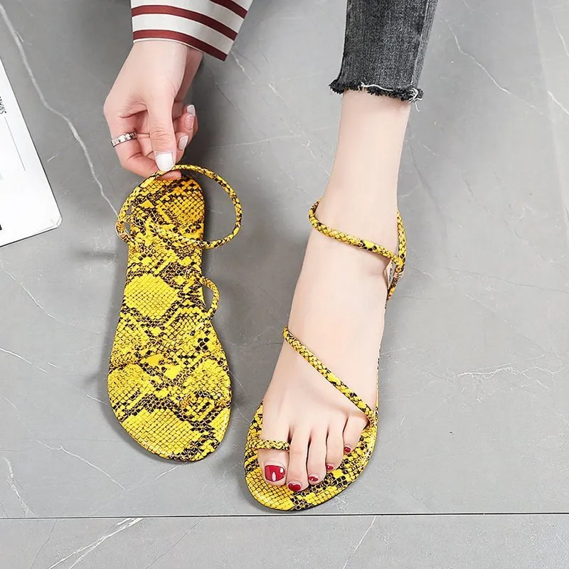 Women's Snake Sandals Mixed Color Flat Designer Slipper Women Colorful Slip On Large Size Flip Flop