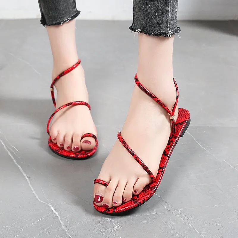 Women's Snake Sandals Mixed Color Flat Designer Slipper Women Colorful Slip On Large Size Flip Flop