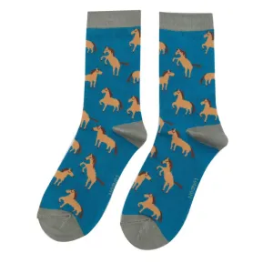 Womens Socks Wild Horses - Teal