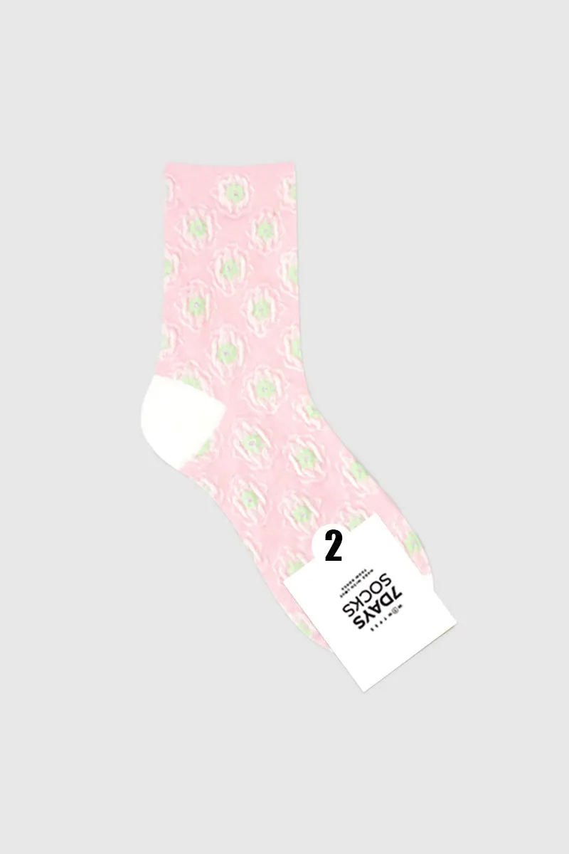 Women's Soft Flower Pattern Crew Socks