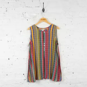 Womens Striped 90s Blouse - Red/Green - Womens L