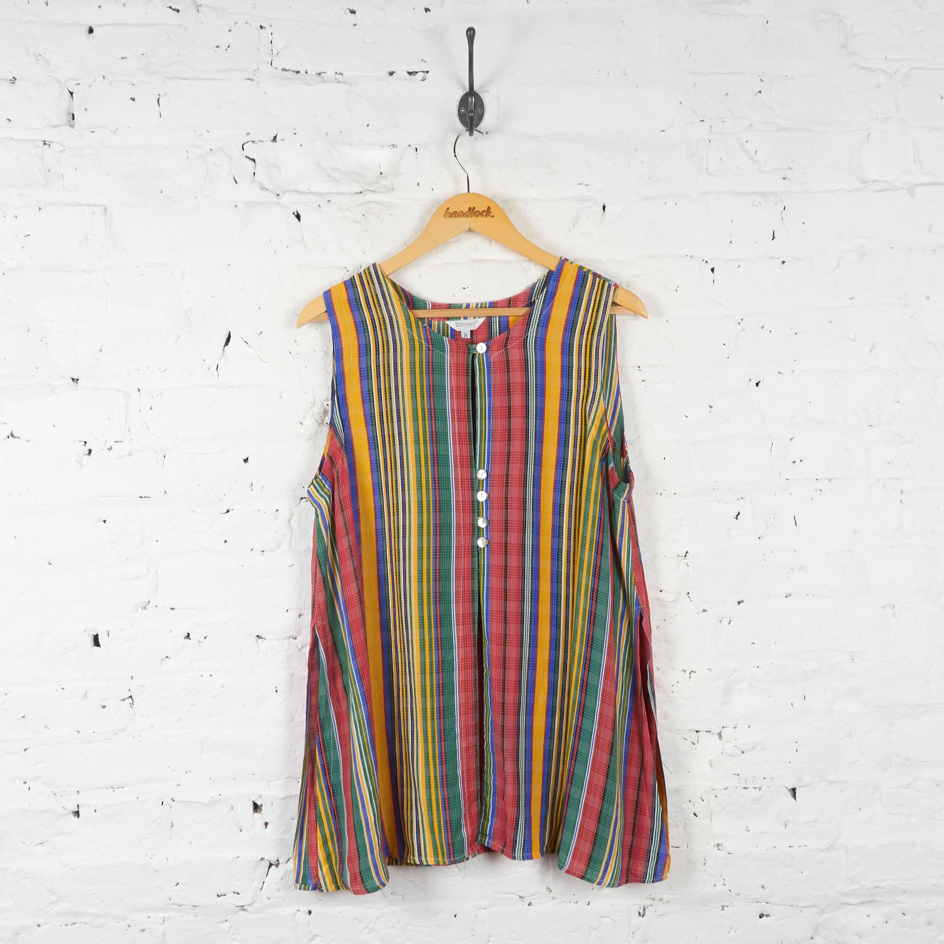 Womens Striped 90s Blouse - Red/Green - Womens L