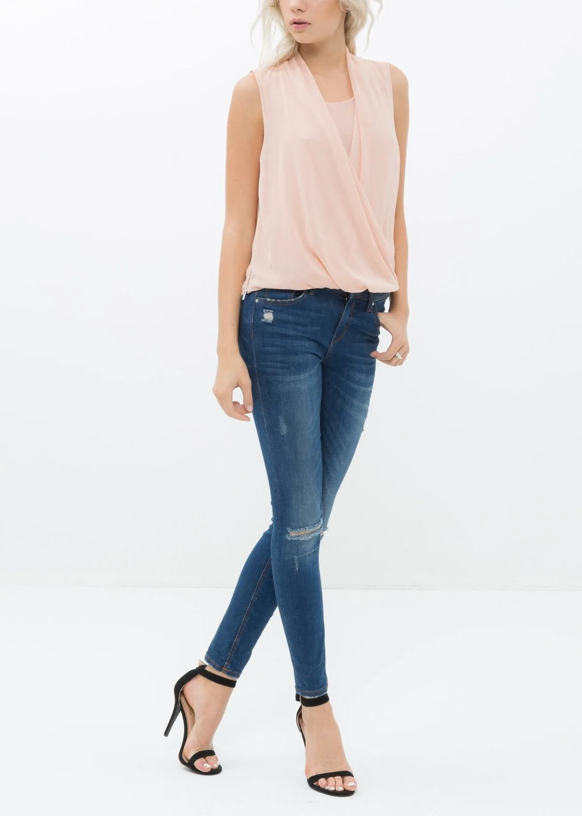 Women's Surplice Sleeveless Blouse