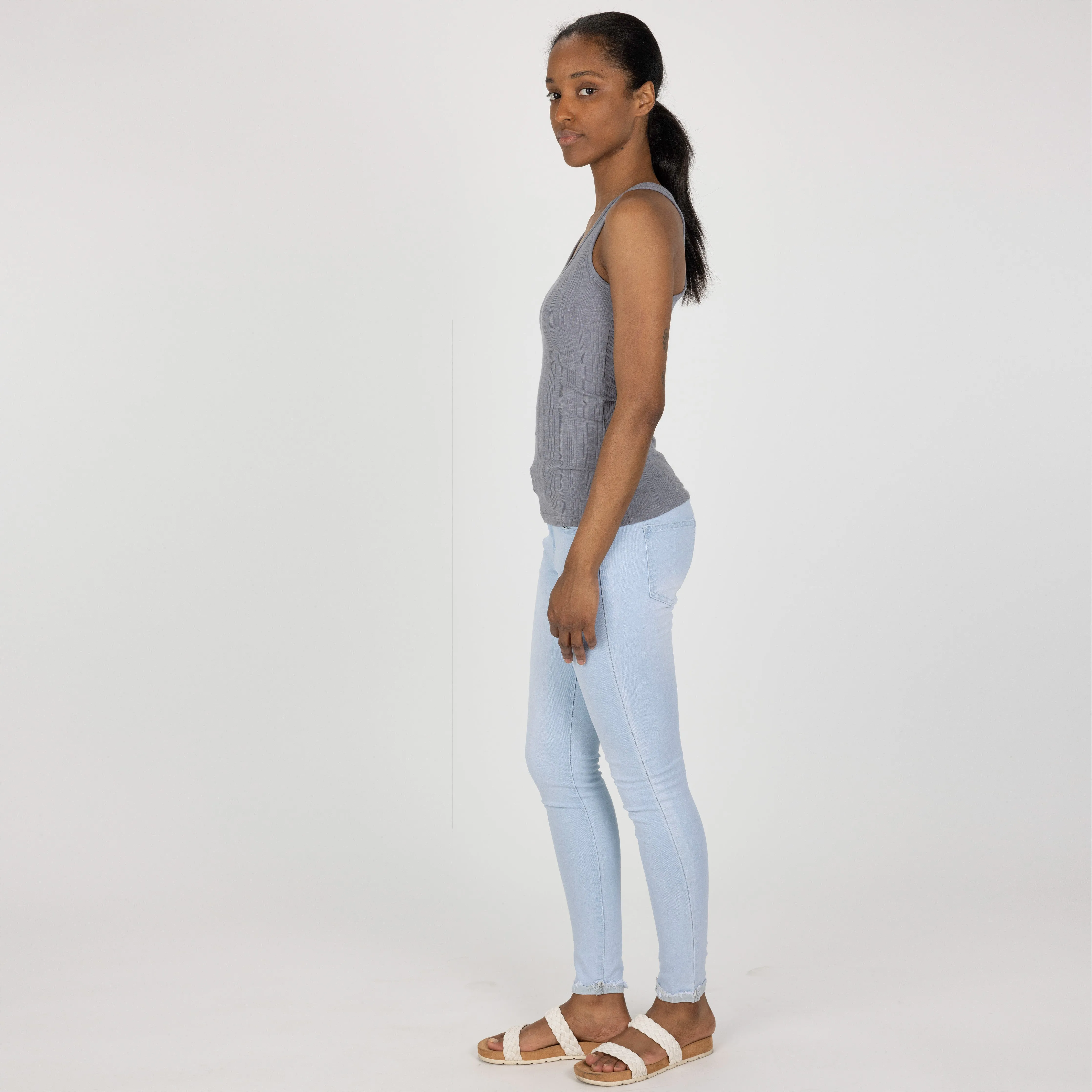 Womens Variegated Ribbed Racer Back Tank - Quicksilver
