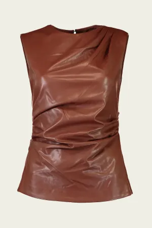 Wynter Sleeveless Draped Top in Chestnut