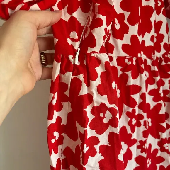 ZARA boho Floral Red Maxi Dress