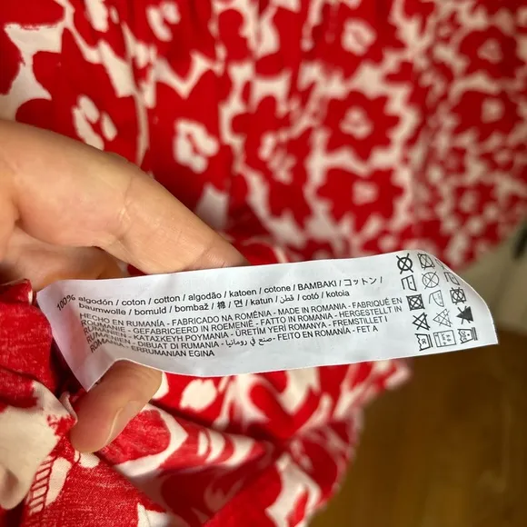 ZARA boho Floral Red Maxi Dress