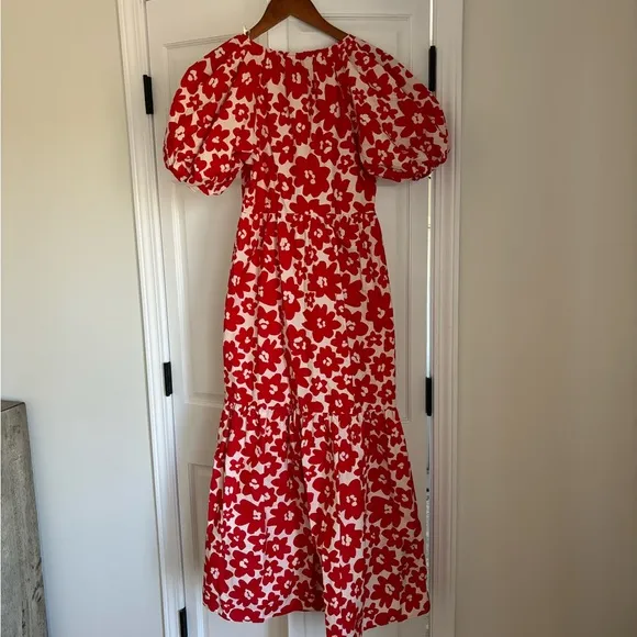 ZARA boho Floral Red Maxi Dress