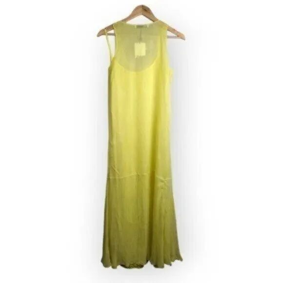 Zara Semi Sheer Yellow Maxi Dress Size Small Women