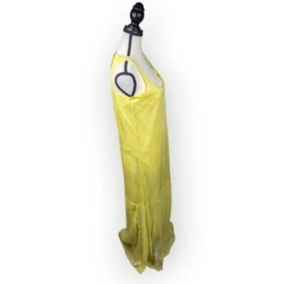 Zara Semi Sheer Yellow Maxi Dress Size Small Women