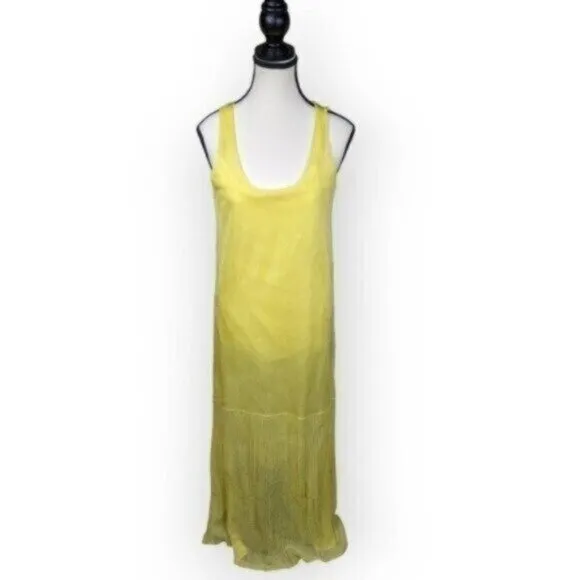 Zara Semi Sheer Yellow Maxi Dress Size Small Women
