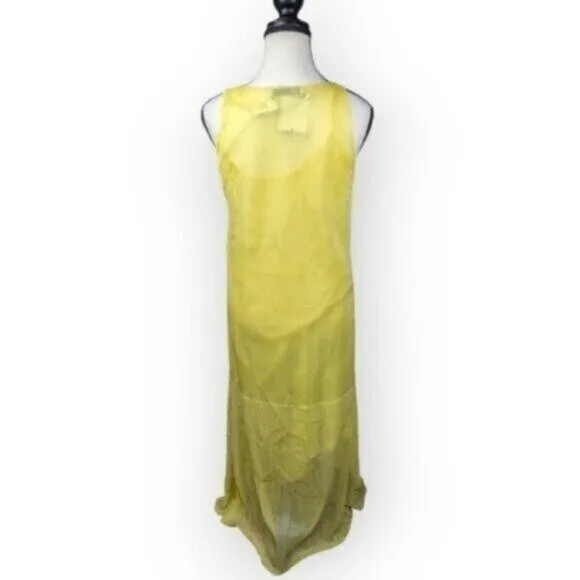 Zara Semi Sheer Yellow Maxi Dress Size Small Women