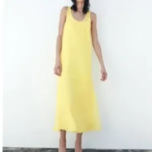 Zara Semi Sheer Yellow Maxi Dress Size Small Women