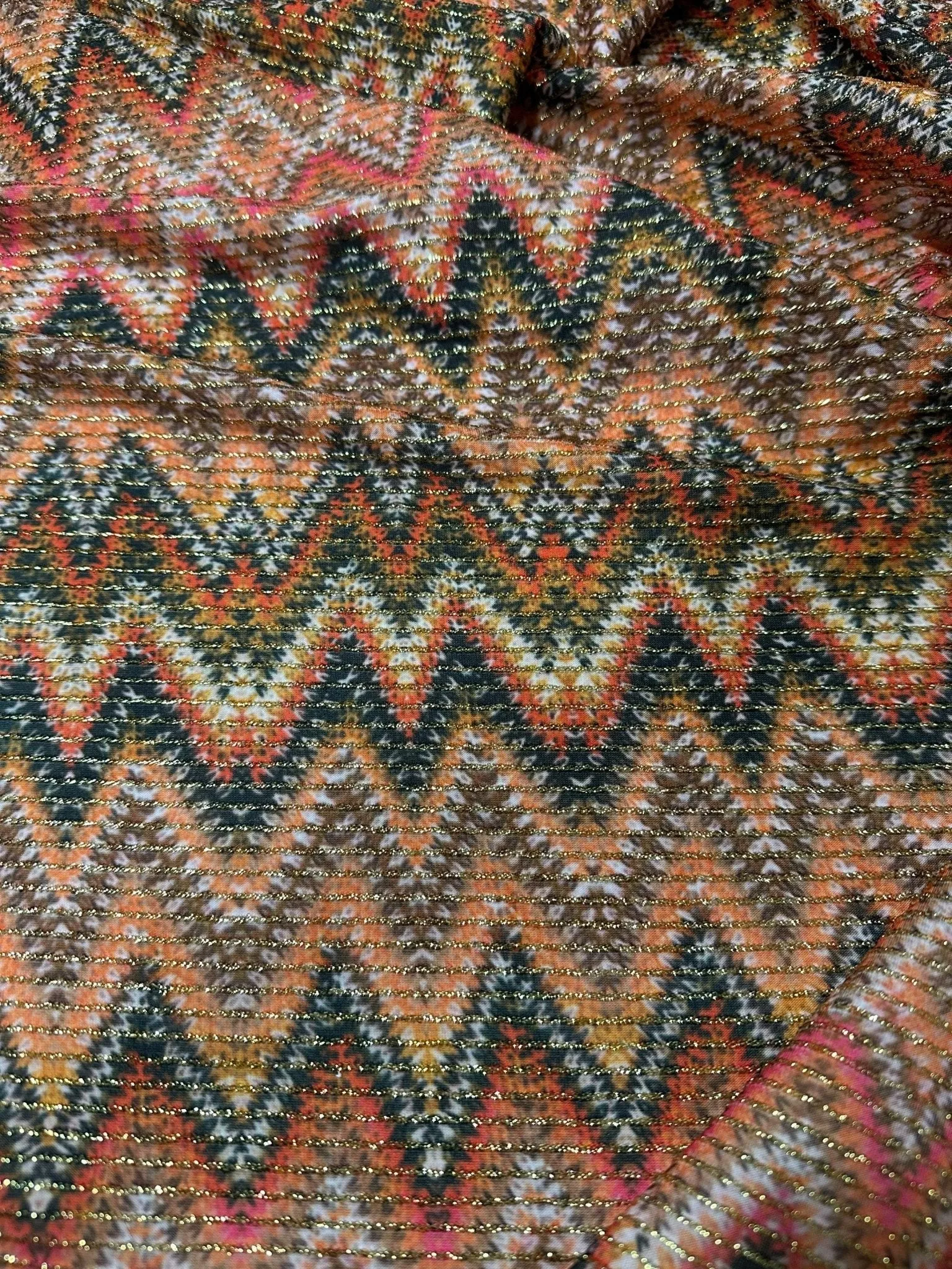 Zigzag Shimmer Ottoman Fabric - 4-Way Stretch Upholstery Material