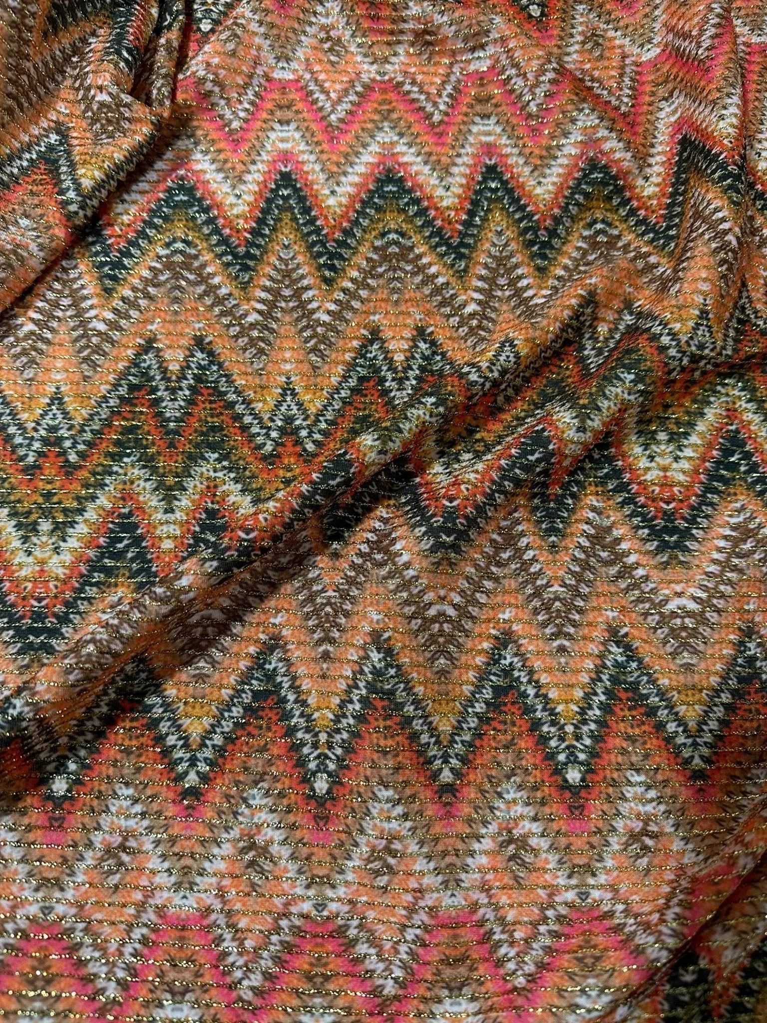 Zigzag Shimmer Ottoman Fabric - 4-Way Stretch Upholstery Material
