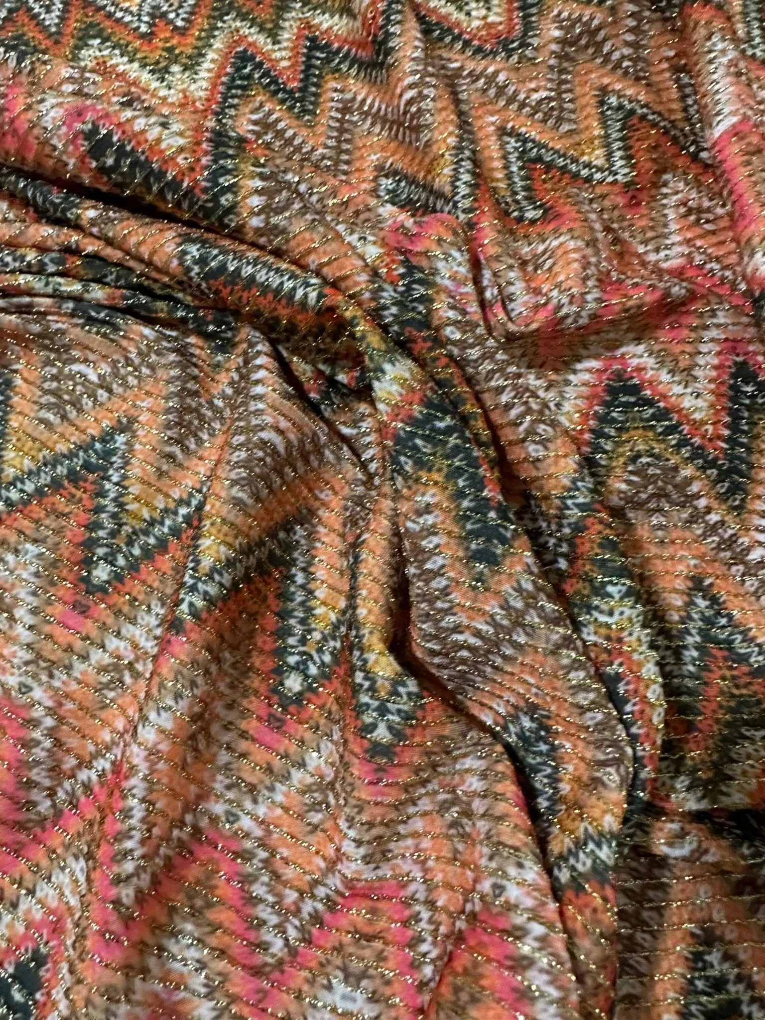 Zigzag Shimmer Ottoman Fabric - 4-Way Stretch Upholstery Material